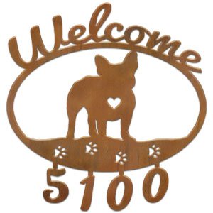 601308 - French Bulldog Welcome Custom House Numbers
