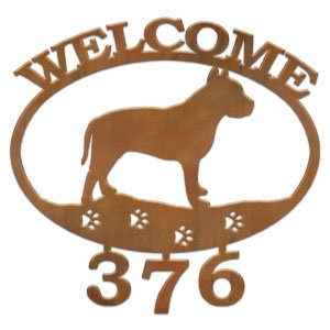 601314 - Pitbull Terrier Welcome Custom House Numbers