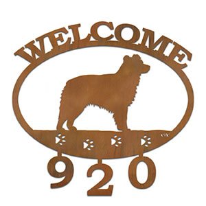 601328 - Australian Shepherd Welcome Custom House Numbers