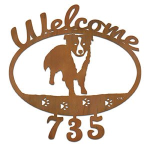 601333 - Border Collie Welcome Custom House Numbers
