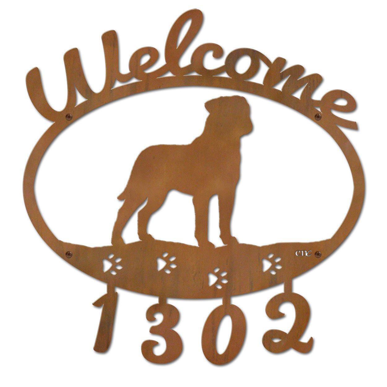 601336 - Bullmastiff Welcome Custom House Numbers