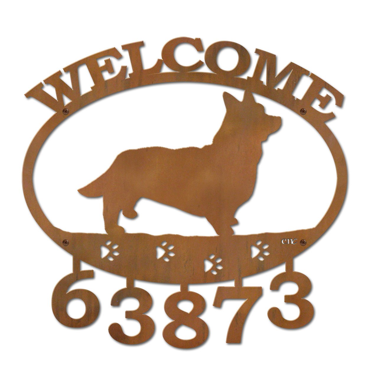 601342 - Pembroke Welsh Corgi Welcome Custom House Numbers