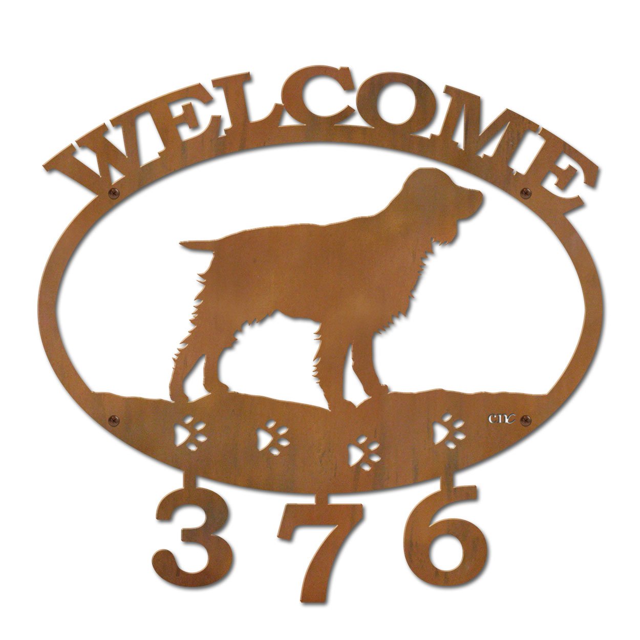 601344 - English Springer Spaniel Welcome Custom House Numbers