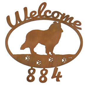 601359 - Shetland Sheepdog Welcome Custom House Numbers