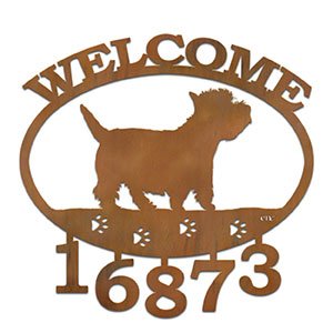 601365 - Westie Welcome Custom House Numbers