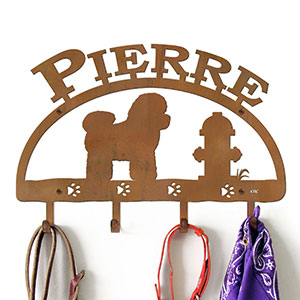 601531 - 18in Bichons Frise Personalized Dog Name Leash Wall Hooks