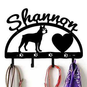 601534 - 18in Boston Terrier Personalized Dog Name Leash Wall Hooks
