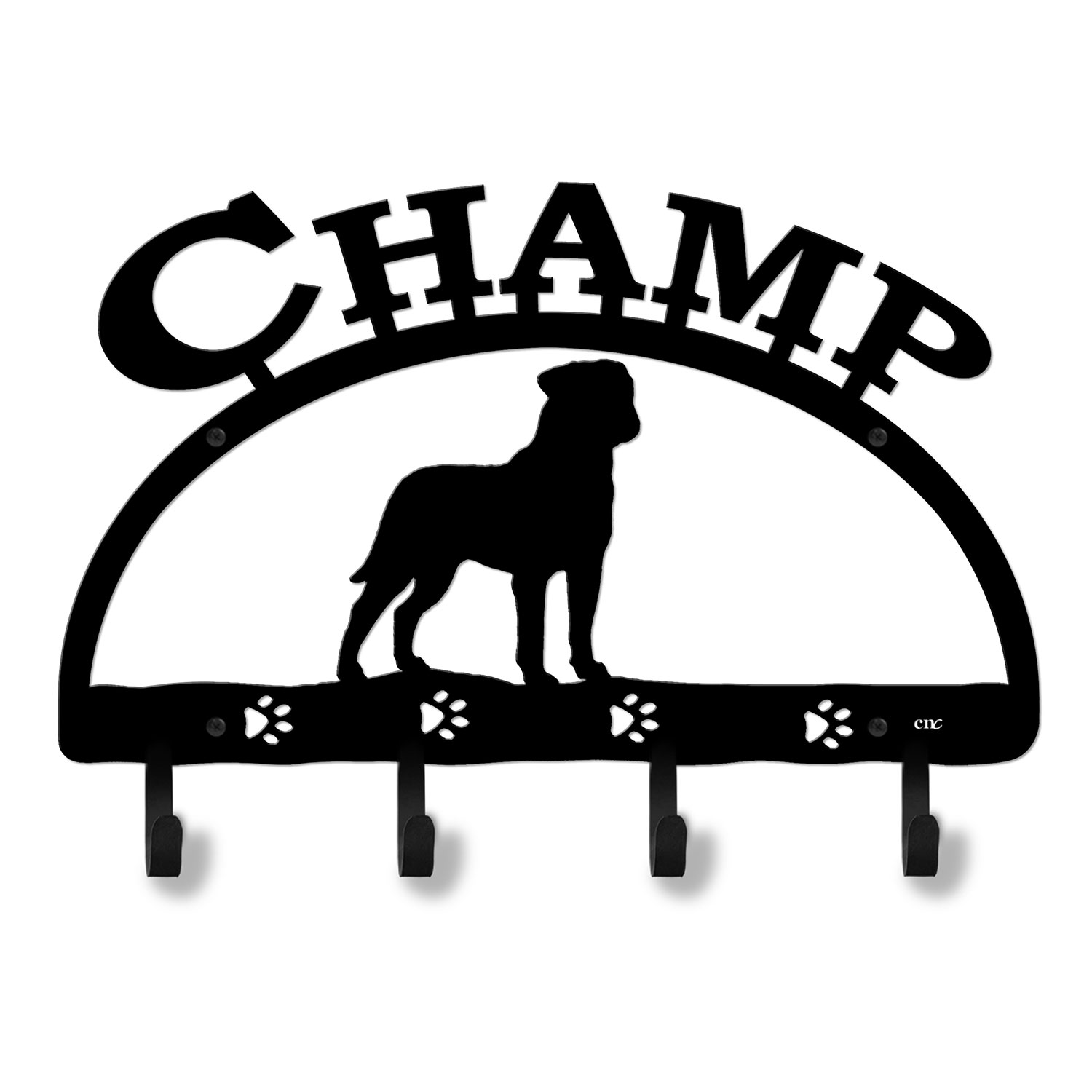 601536 - 18in Bull Mastiff Personalized Dog Name Leash Wall Hooks