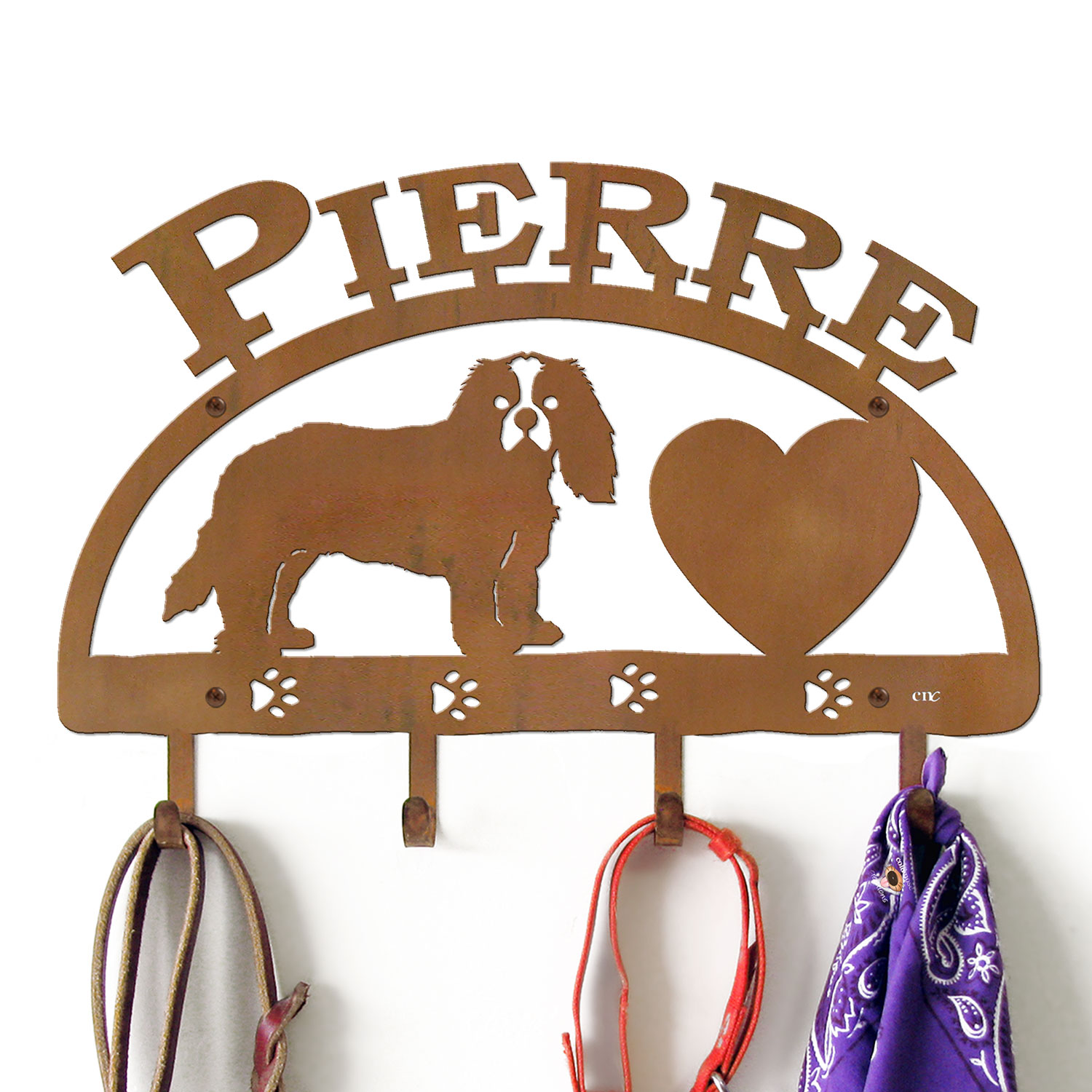 601538 - 18in Cavalier King Charles Spaniel Dog Personalized Dog Leash Wall Hooks