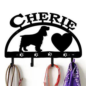 601540 - 18in Cocker Spaniel Personalized Dog Name Leash Wall Hooks