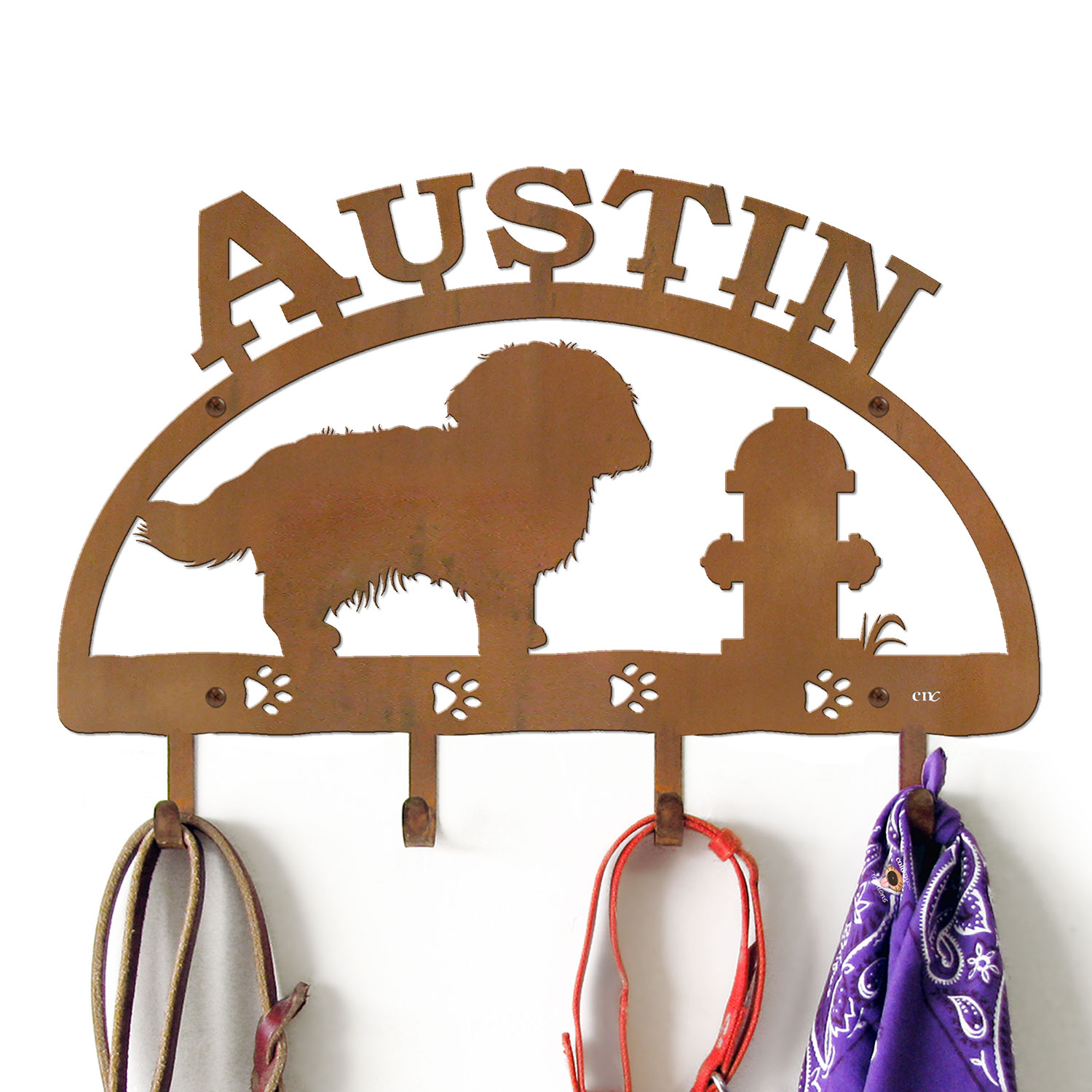 601547 - 18in Maltese Dog Personalized Dog Leash Wall Hooks