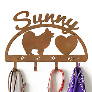 601552 - 18in Pomeranian Personalized Dog Name Leash Wall Hooks