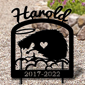 601777 - Hedgehog Personalized Pet Memorial Metal Yard Art