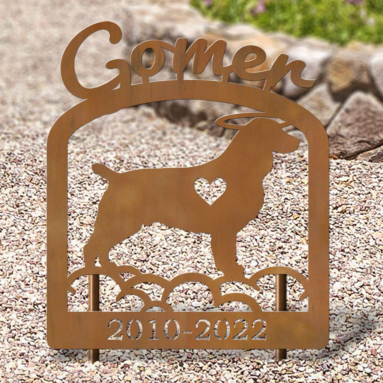 601791 - 16in x 19in Boykin Spaniel Personalized Dog Breed Upright Outdoor Metal Memorial in Black or Rust