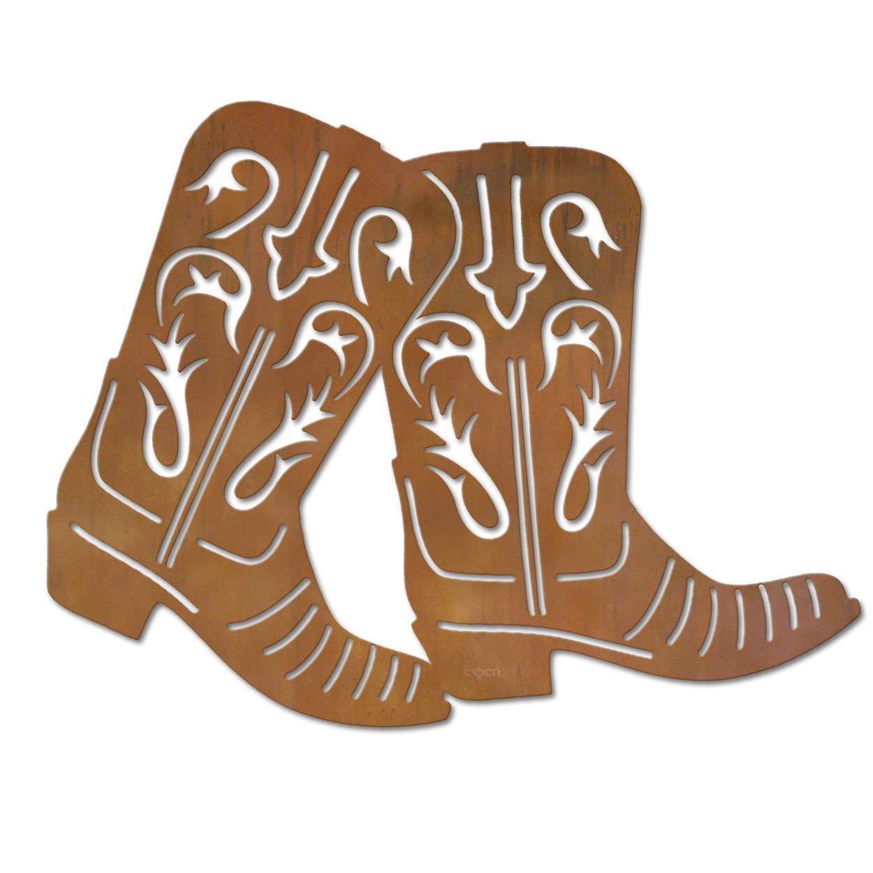 602005 - 44in Horizontal Western Boots XL Rustic Metal Wall Decor