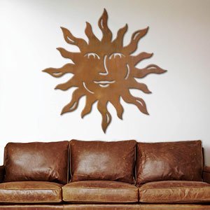 602015 - 44in Horizontal Happy Sun XL Rustic Metal Wall Decor