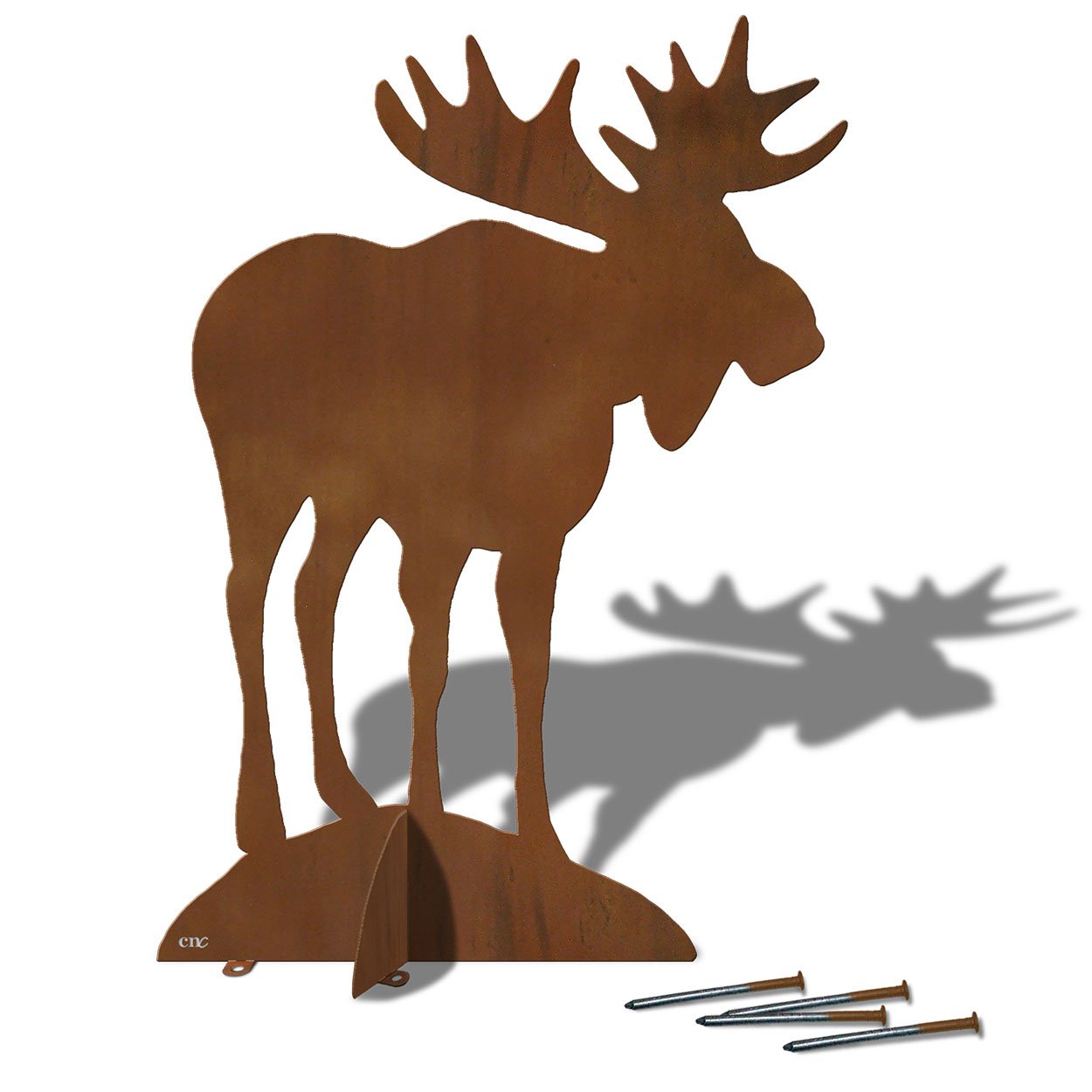 603047 - 36in H Lone Moose Silhouette Rustic Metal Yard Art