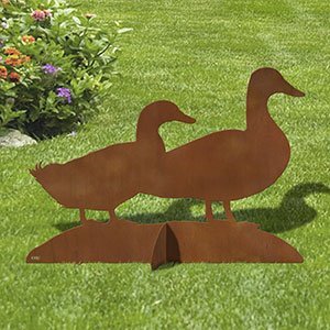 603052 - 36in W Ducks Silhouette Rustic Metal Yard Art
