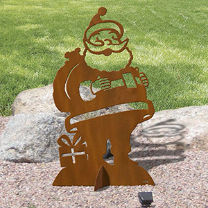 Cold Nose Creations 42in H Holiday Theme Santa Claus Rustic Metal Statue - Yard Decoration