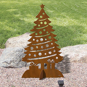 Cold Nose Creations 42in H Holiday Theme Christmas Tree Rustic Metal Statue - Yard Decoration