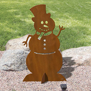Cold Nose Creations 42in H Christmas Theme Snowman Rustic Metal Statue - Yard Decoration