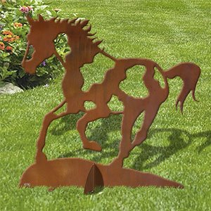 603247 - 36in W Painted Pony Metal Garden Statue Yard Art