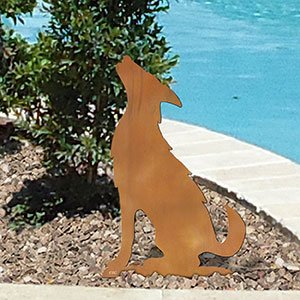 603409 - Coyote Small Rust Metal Garden Sculpture Facing Left