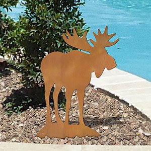 603413 - Moose Small Rust Metal Garden Sculpture