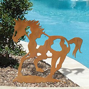 603416 - Paint Horse Small Rust Metal Garden Sculpture