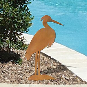 603421 - Blue Heron Small Rust Metal Garden Sculpture