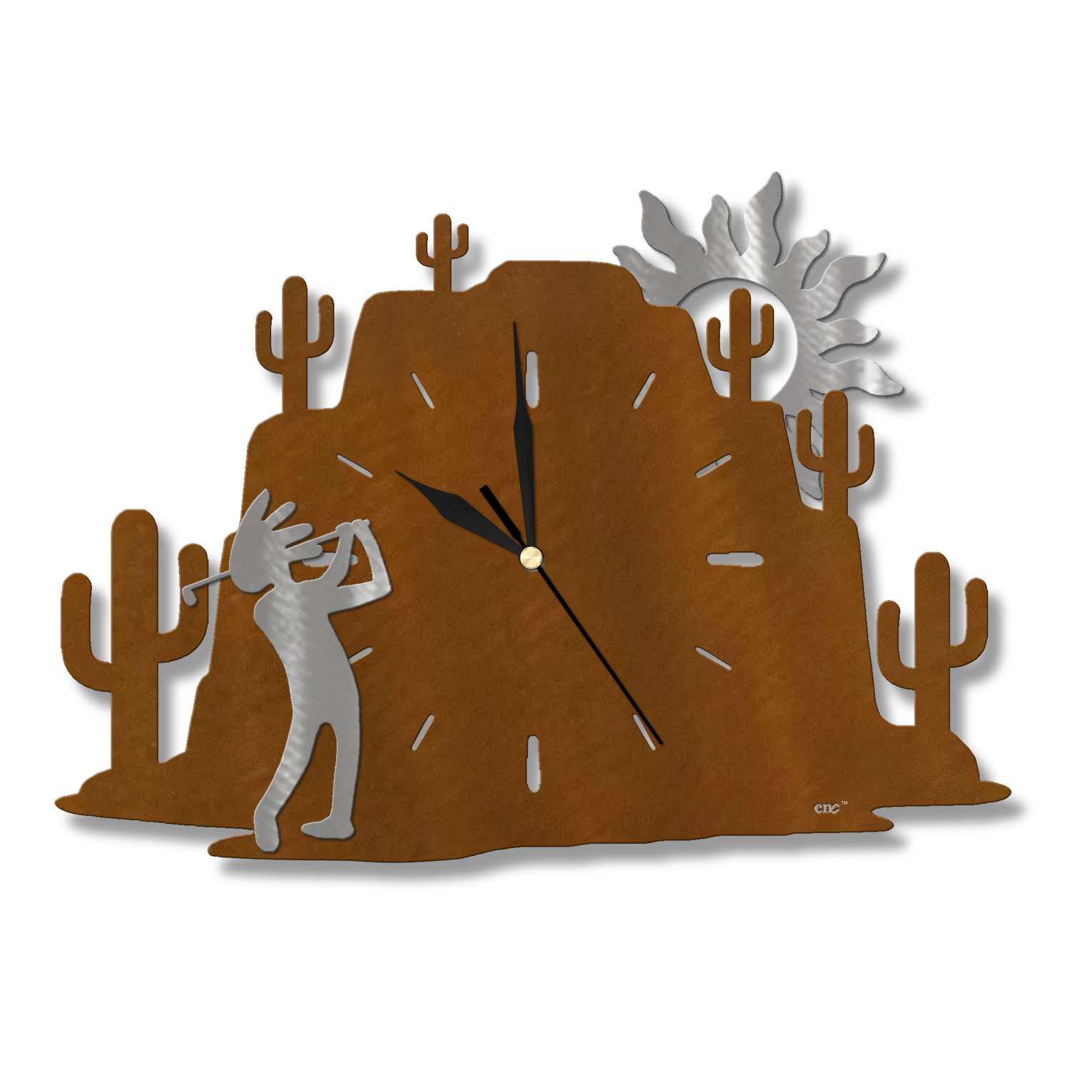 604002 - Cactus Mountain 15in Wall Clock - Kokopelli Golfer - Choose Color