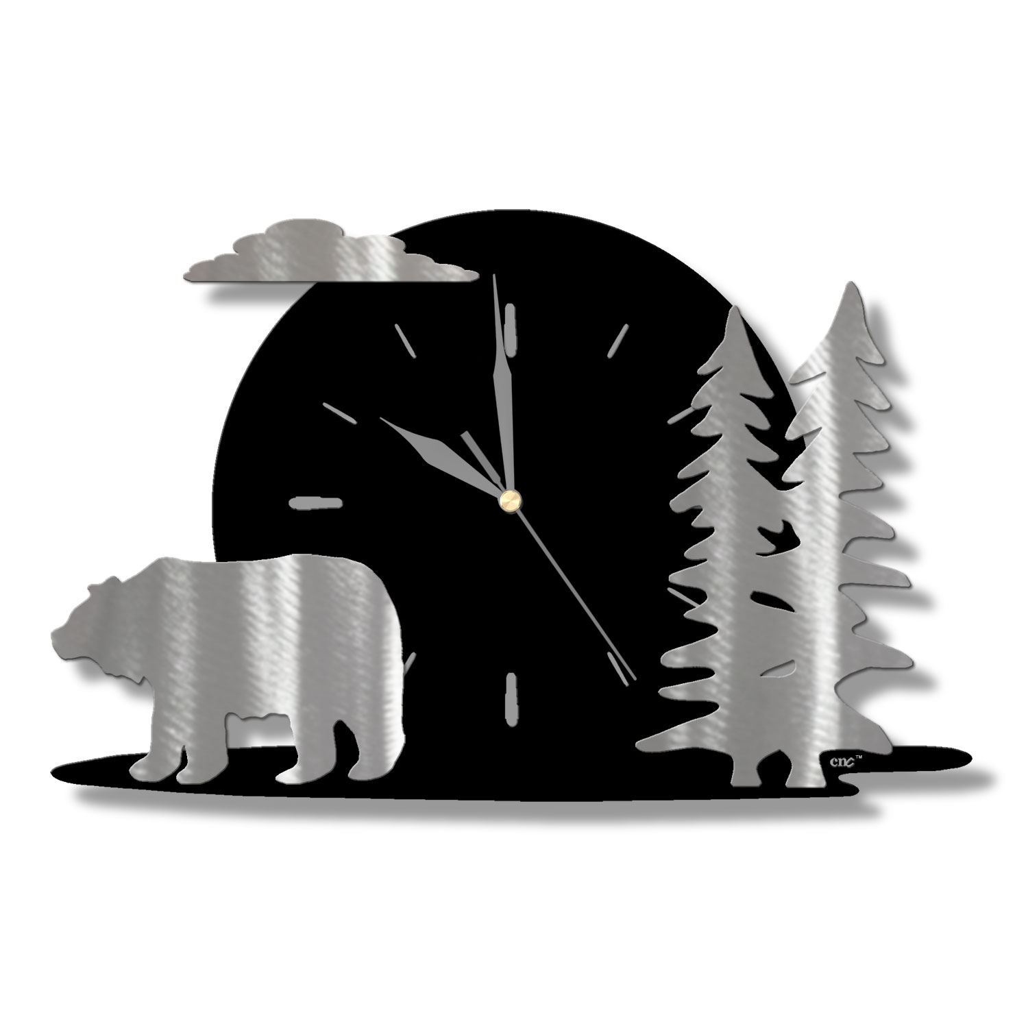 604007 - Moonrise 15in Wall Clock - Bear and Trees - Choose Color