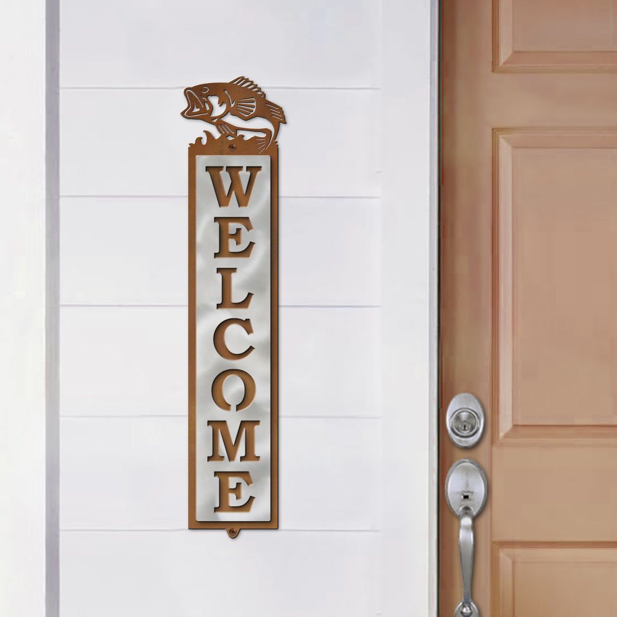 605008 - Bass Design Polished Steel on Rust Welcome Sign