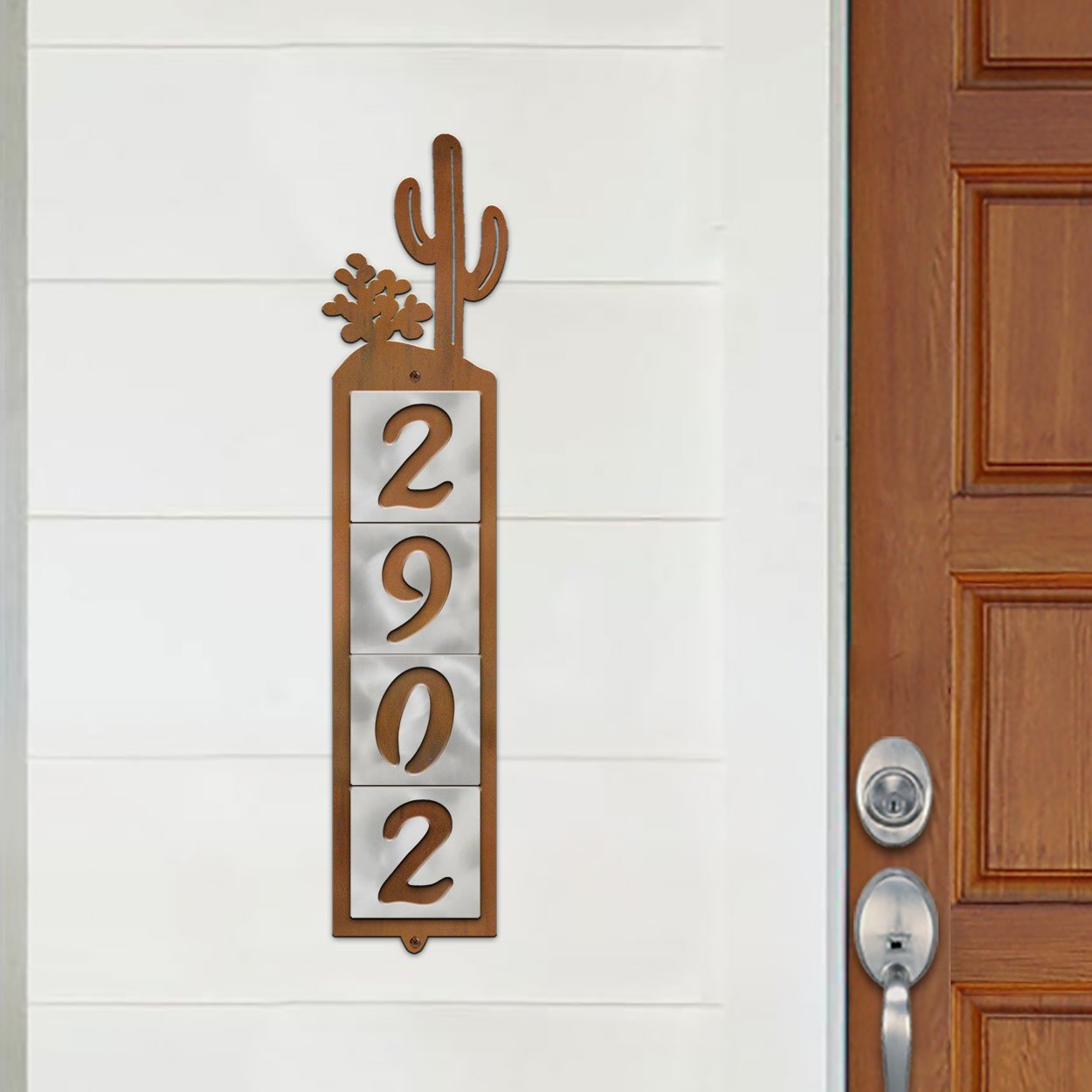 605044 - Cactus Design 4-Digit Vertical Tile House Numbers