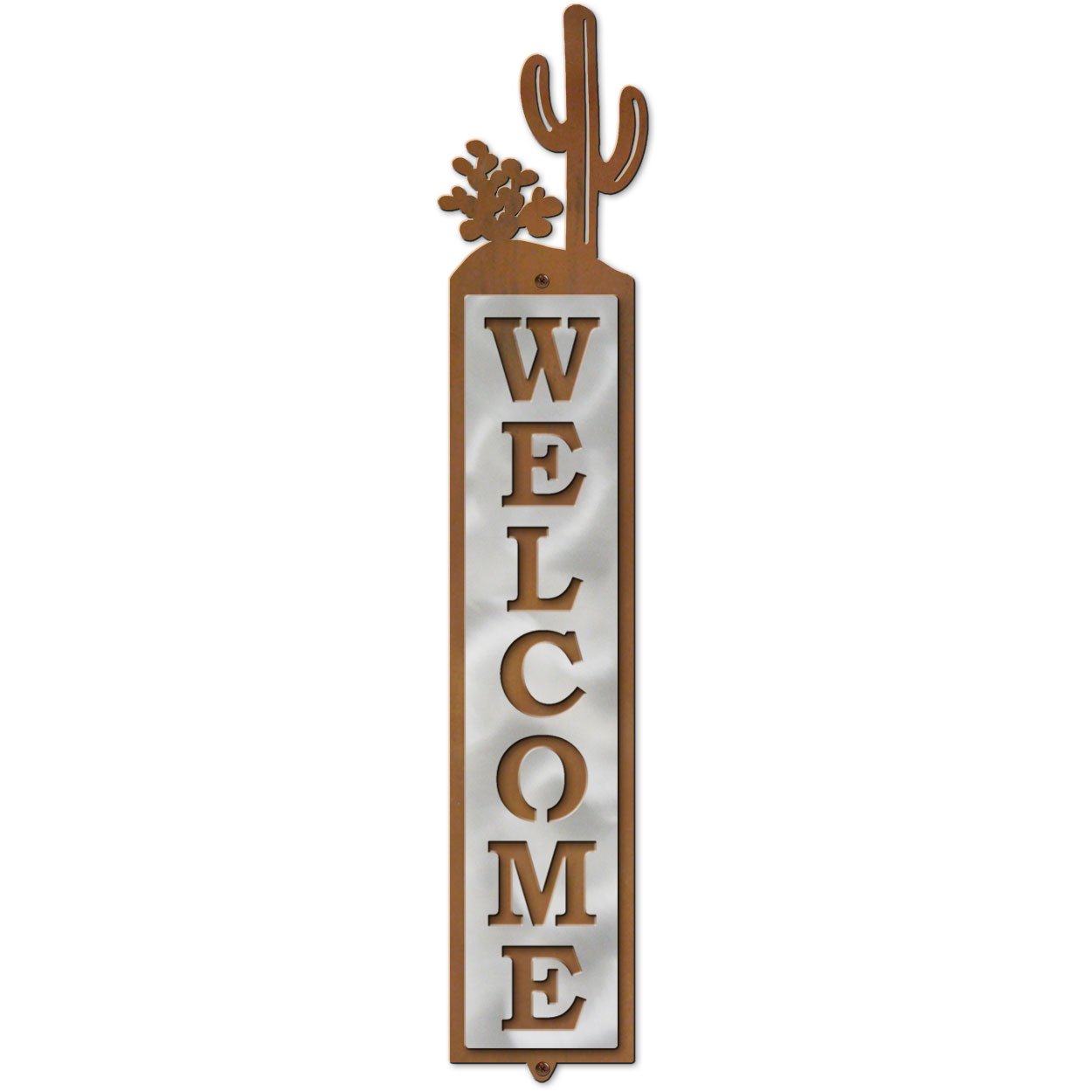 605048 - Cactus Metal Art Vertical Welcome Sign