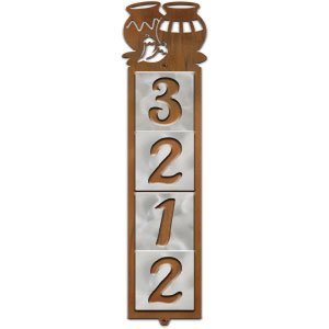 605064 - Chili Pots Design 4-Digit Vertical Tile House Numbers