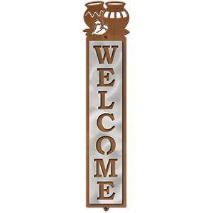 605068 - Chili Pots Design Polished Steel on Rust Welcome Sign