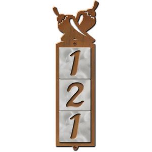 605073 - Chilies Design 3-Digit Vertical Tile House Numbers