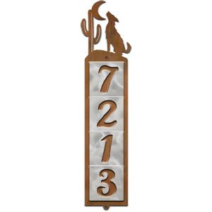 605094 - Howling Coyote Design 4-Digit Vertical Tile House Numbers