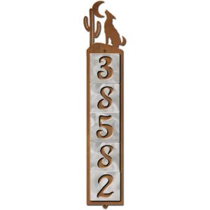 605095 - Howling Coyote Design 5-Digit Vertical Tile House Numbers