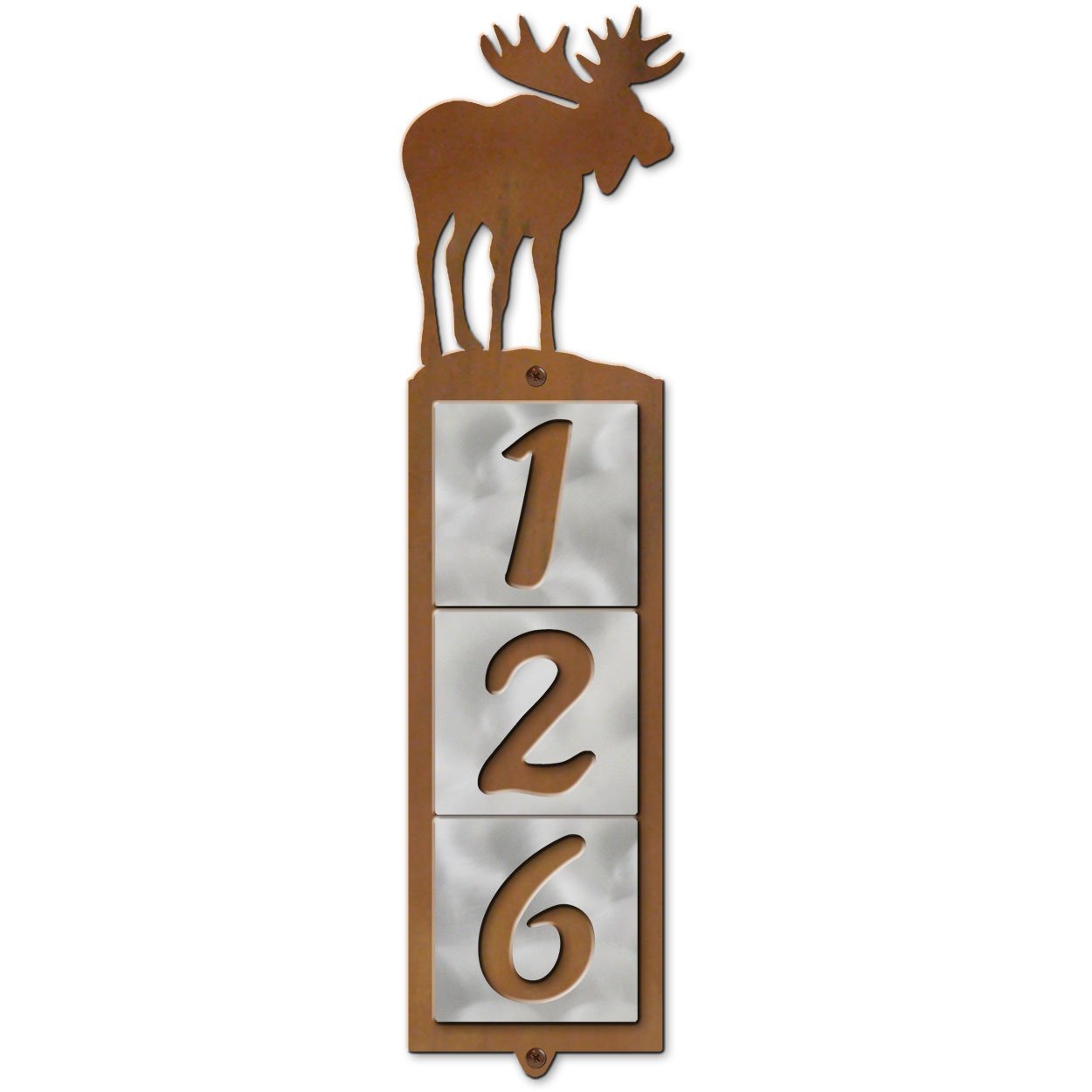 605393 - Moose Metal Tile 3-Digit Vertical House Numbers