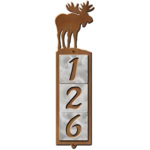 605393 - Moose Design 3-Digit Vertical Tile House Numbers