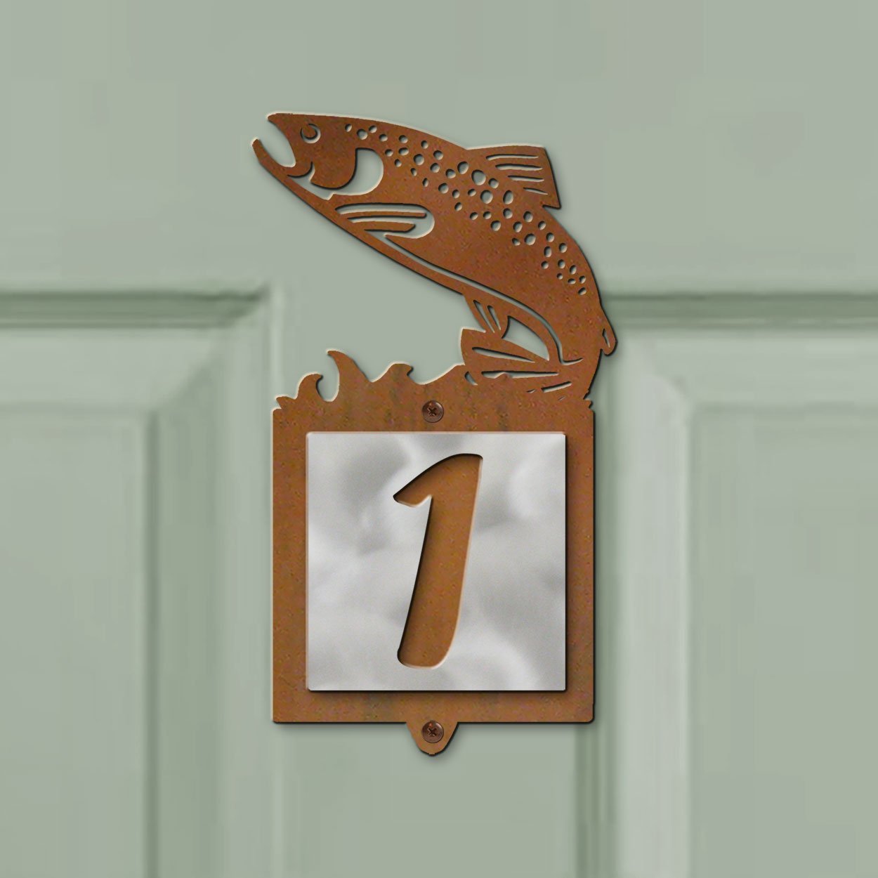 605411 - Trout Design One-Digit Rustic Tile Door Number