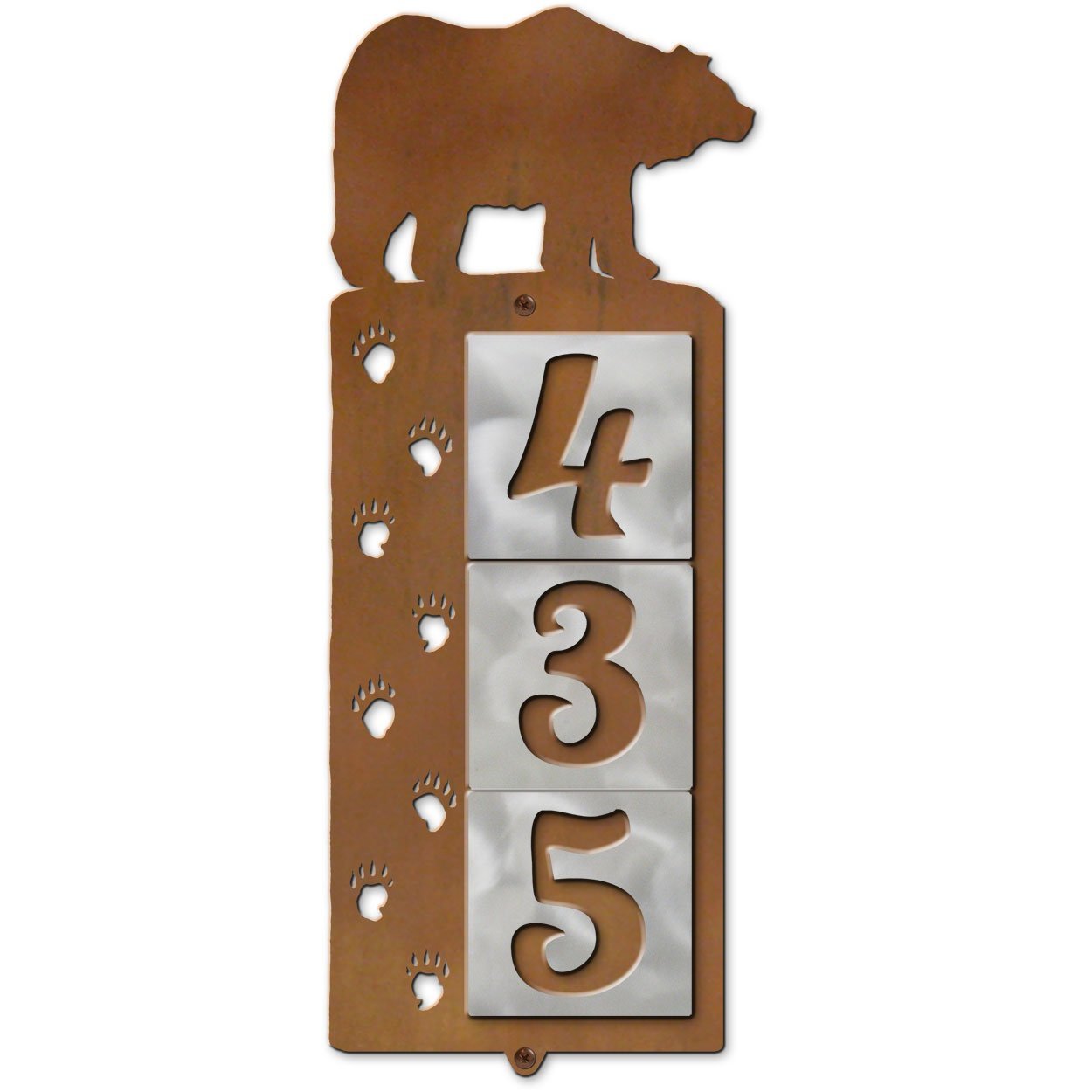 606023 - Bear Tracks Metal Tile 3-Digit Vertical House Numbers