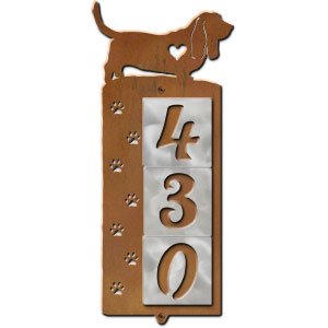 606143 - Basset Hound Nose Prints 3-Digit Vertical Tile House Numbers