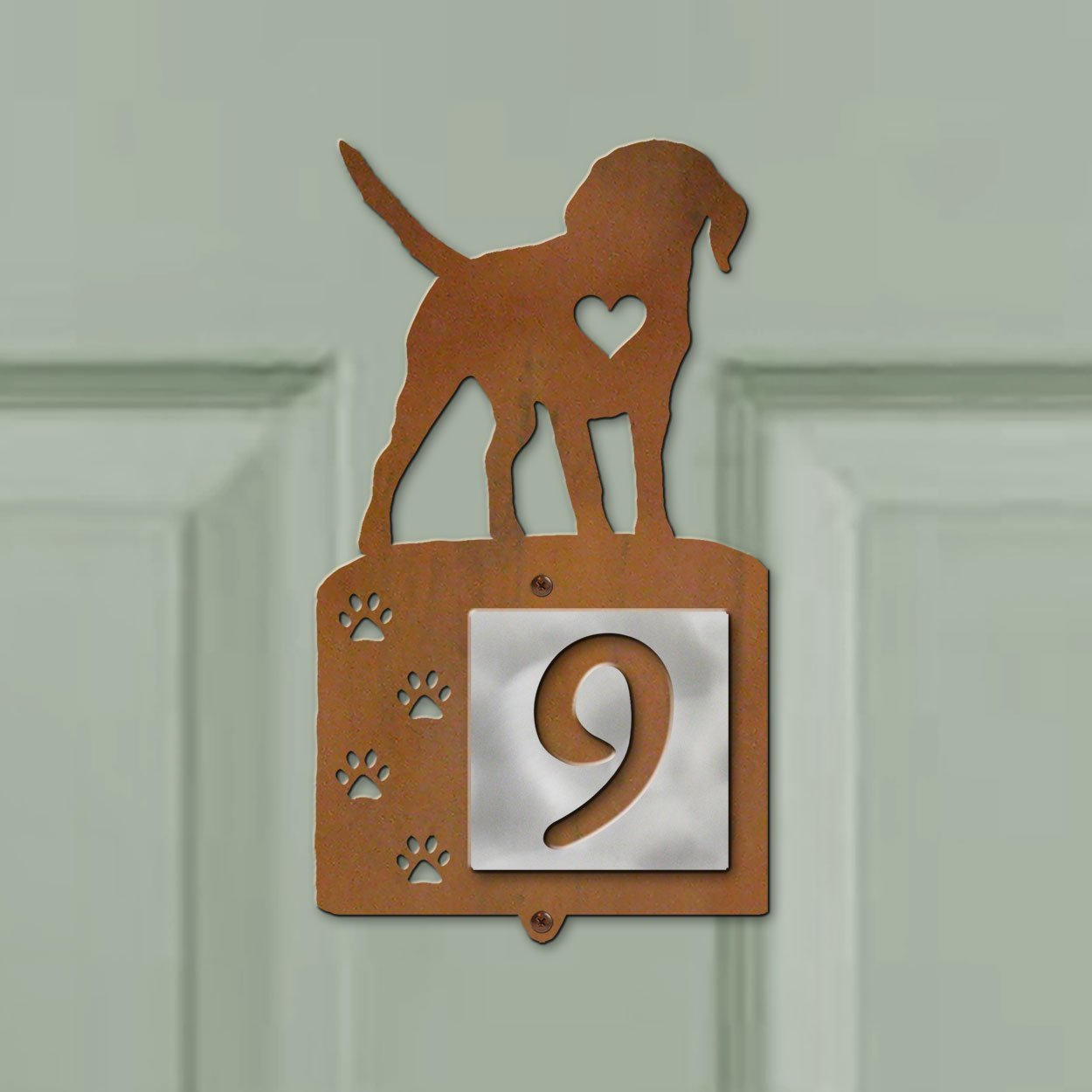 606151 - Beagle Nose Prints One-Digit Rustic Tile Door Number