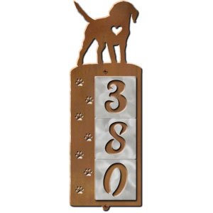 606153 - Beagle Nose Prints 3-Digit Vertical Tile House Numbers