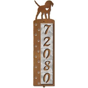 606155 - Beagle Nose Prints 5-Digit Vertical Tile House Numbers