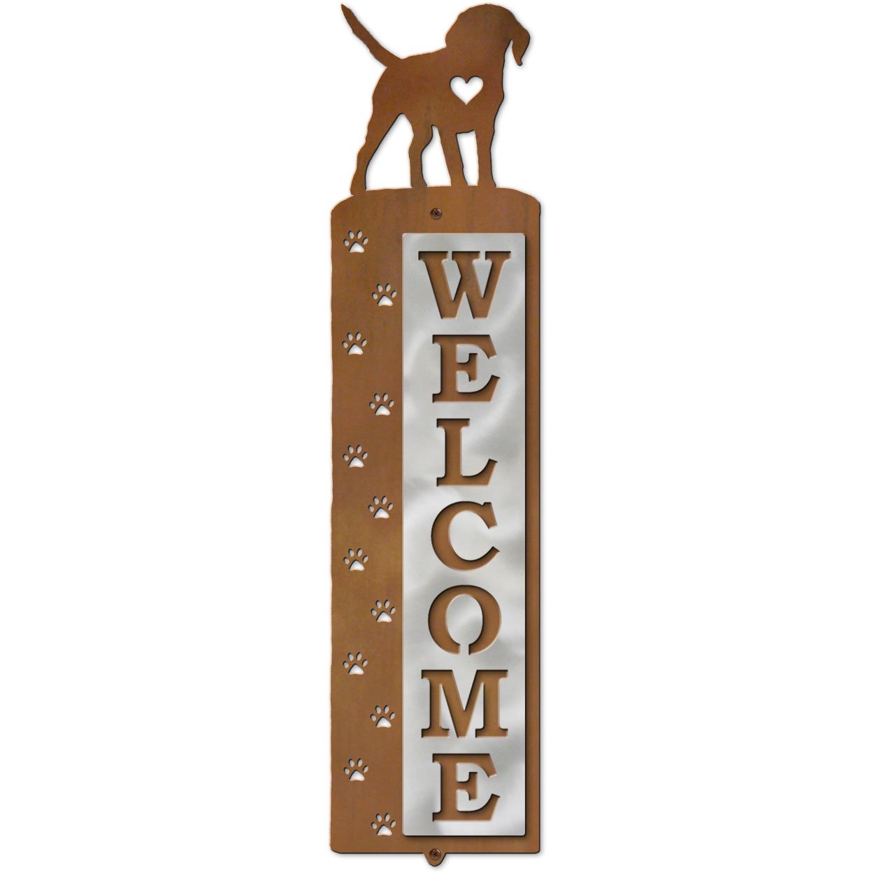 606158 - Beagle Dog Tracks Metal Art Vertical Welcome Sign