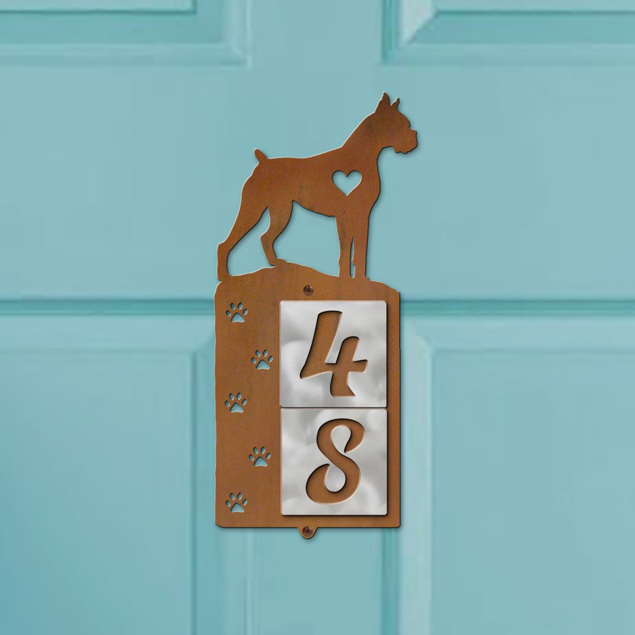 606162 - Boxer Nose Prints 2-Digit Vertical Tile Apartment Numbers